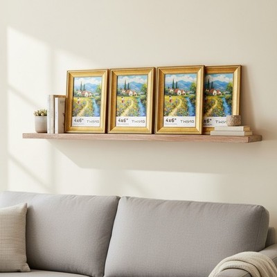 Set of 6 Rustic Gold 4x6 Photo Frames with Mat & Wall Mount OPTIONS