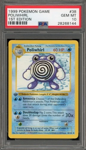 Pokemon Poliwhirl Base Set Shadowless 1st Edition #38 PSA 10 Gem Mint