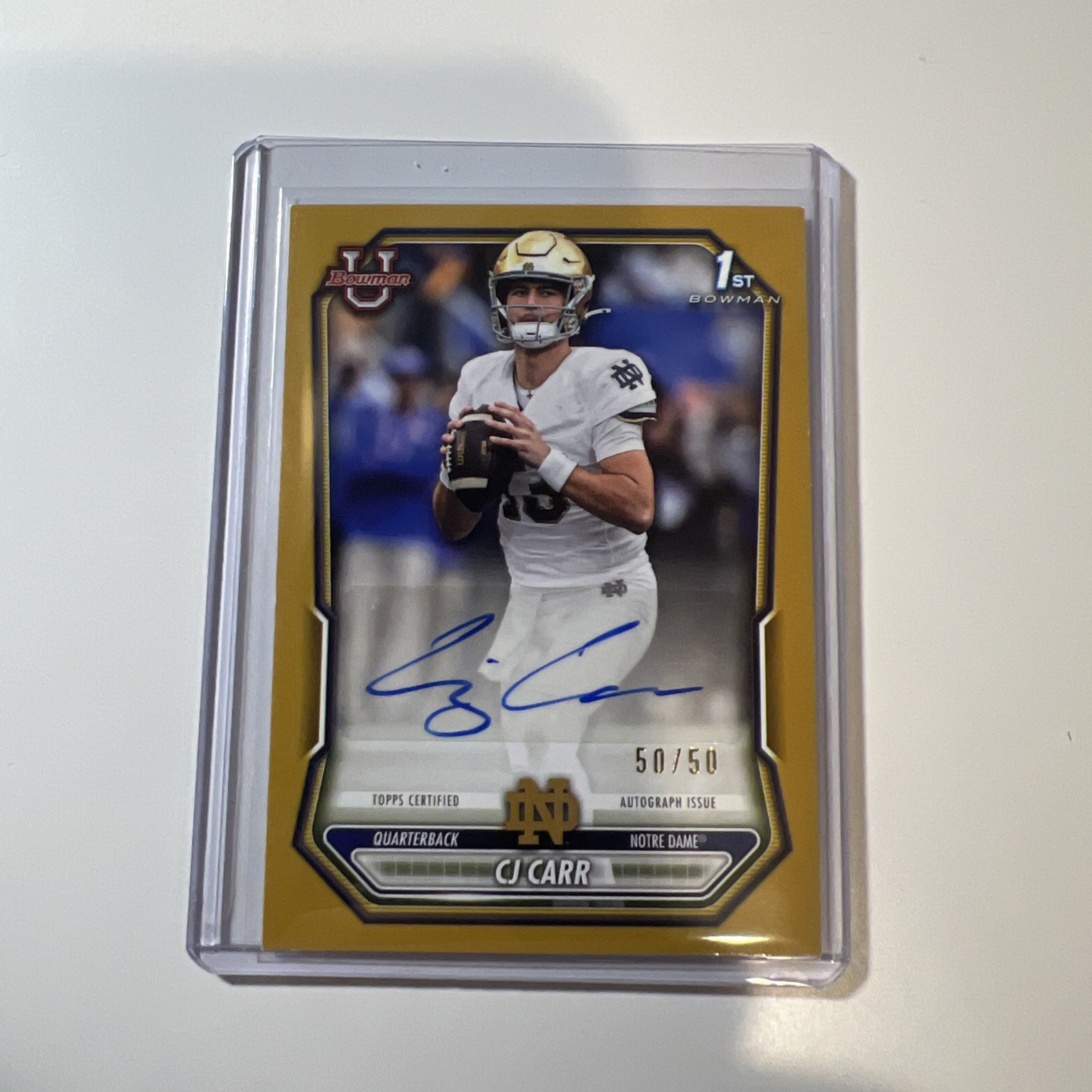 2026 Topps Bowman CJ Carr Autograph /50 Team Color Match Gold Parallel EBay 1/1