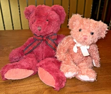 Lot of 2 Plush Stuffed Teddy Bears ~ RUSS BERRIE & CO ~ Cranberry & Marmalade