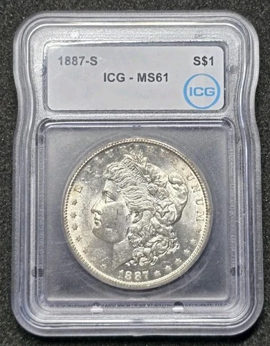 1887-S Morgan Silver Dollar ICG MS 61.