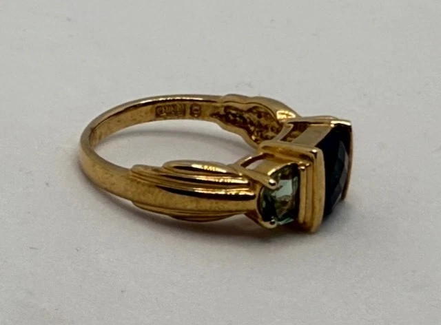 Anillo Ross Simons Vermeil con Esmeraldas Sintéticas - Talla 8 Foto 4 de 4