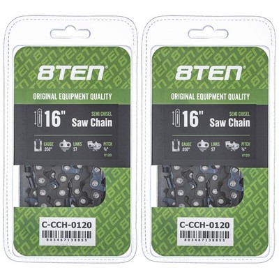Chainsaw Chain 16 Inch .050 3/8 57DL for Yardworks electric 9A 11A 12A 2-Pack