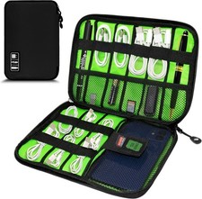 Electronics Organizer Travel Cable Cord Charger Storage Pouch Case Black