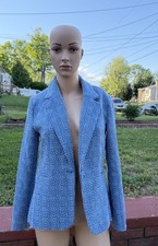 Free Assembly Womens Blazer Darkest Navy Size XS Single Breasted Tweed   A2 