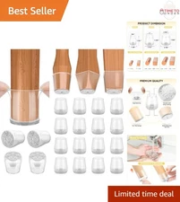 16 Pack Silicone Chair Leg Floor Protectors Non-Slip Clear Small Caps for Har...