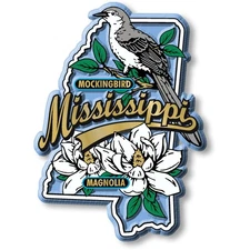 Mississippi State Bird and Flower Map Magnet by Classic Magnets