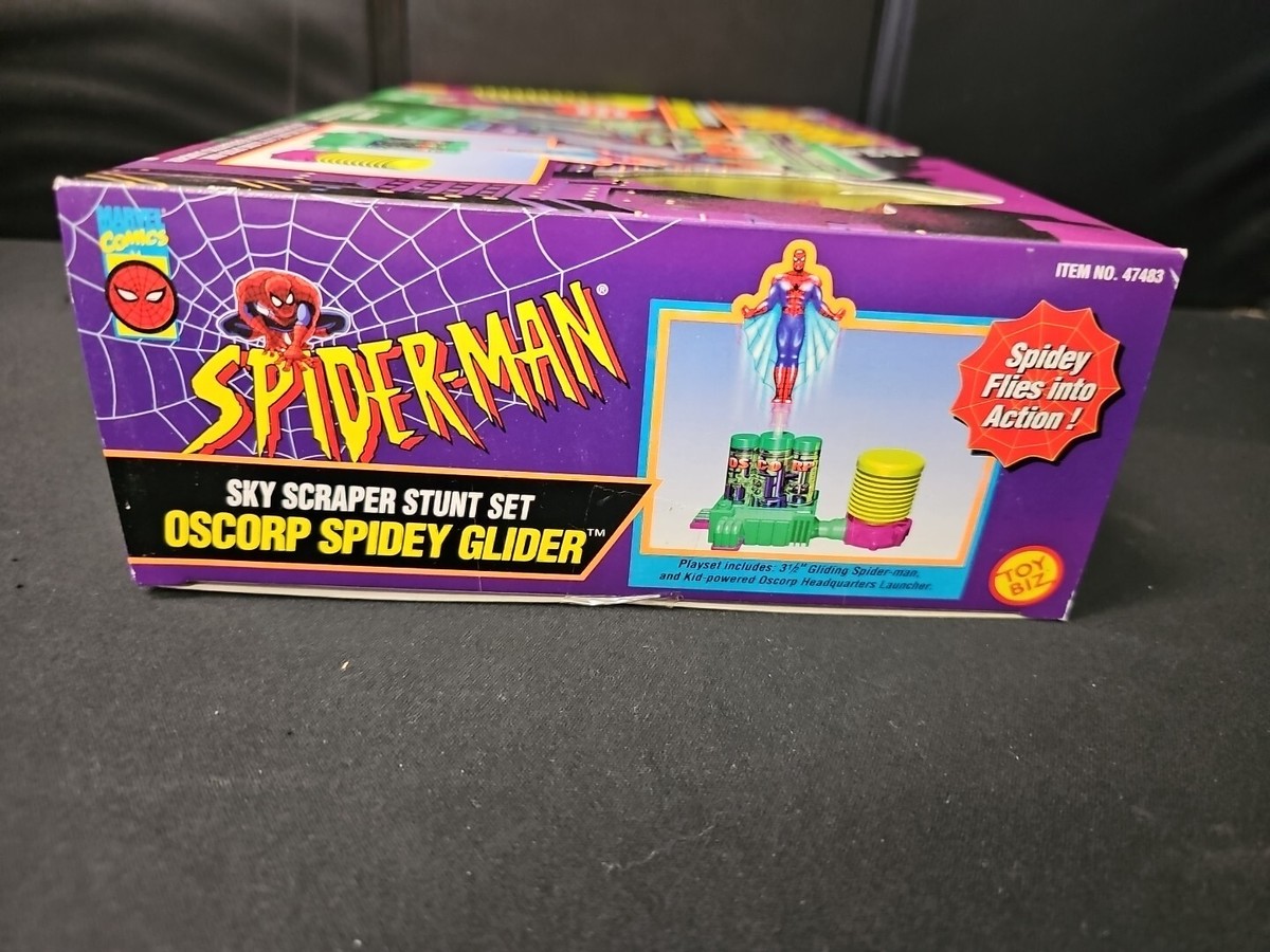 SPIDER-MAN Sky Scraper Stunt Set OSCORP SPIDEY GLIDER Animated