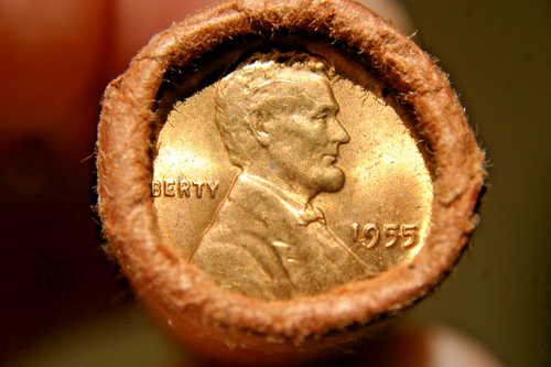 1955 "P" LINCOLN CENT ORIGINAL BANK WRAP ROLL OBW PENNY ROLL - Bild 3 von 5