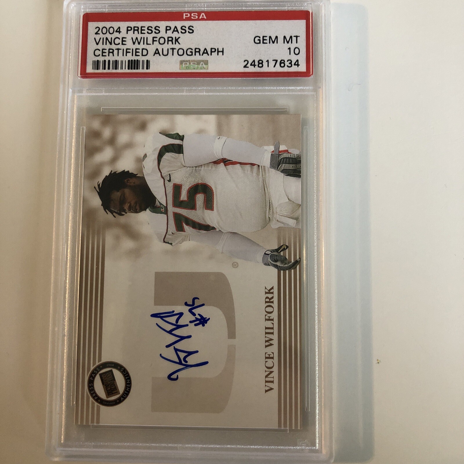 Vince Wilfork Press Pass Certified Autograph # Base