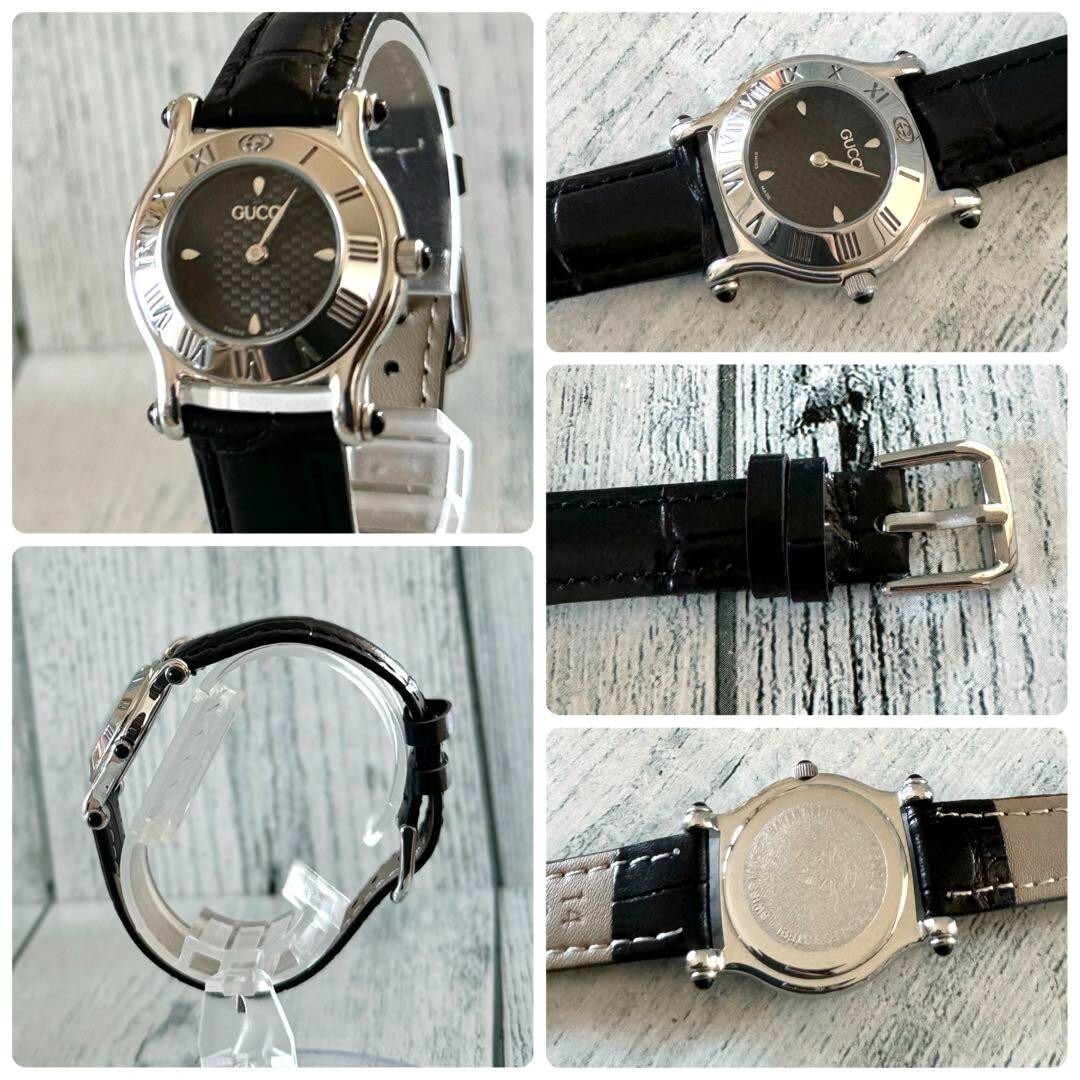 ト*ィ様 美品GUCCIビンテージ時計希少モデル6500 L GUCCI 6500L watch black silver Used From Japan Check