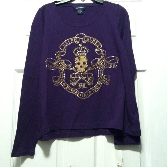 RALPH LAUREN XL(16) GIRLS NEW PURPLE  COTTON TOP 