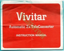Vintage Vivitar Automatic 2x TeleConverter Instruction Manual