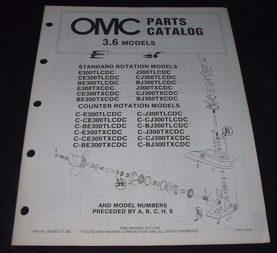 Parts Catalog OMC 3,6 Standard + Rotation Models Ersatzteilkatalog November 1985