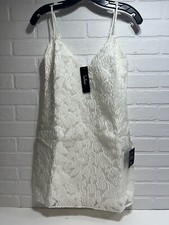 NWT Lulus Embossed Style Spaghetti Strap Short White Bridal Formal Dress SMALL
