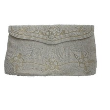 Miranda Evening Bag Seed Pearl Beaded Clutch Japan Vintage Formal Purse 7.5x4