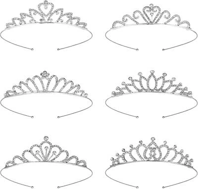 SOSPIRO 6 Stück Mädchen Prinzessin Diadem, Strass Kinder Krone, Kinder Kristall Prinzessin für