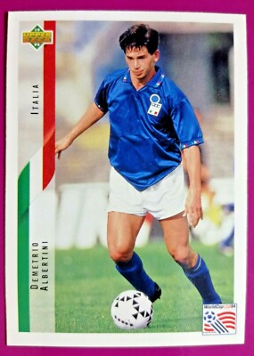 ALBERTINI,ITALY-N.122-WORLD CUP USA 94 COLLECTIBLE CARD DELLA UPPER D.E.C.K.