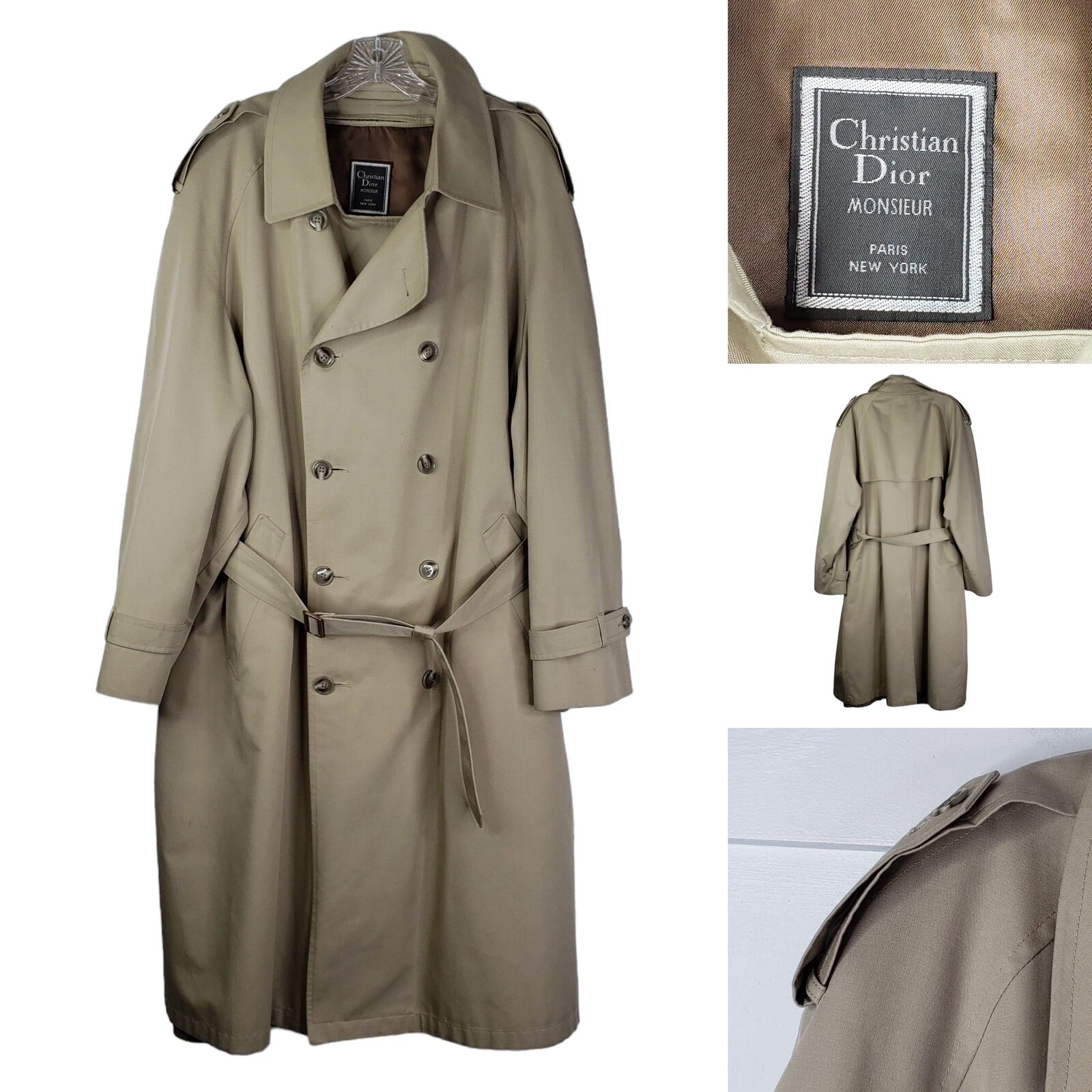 Christian Dior Monsieur Trench Coat kaki taille 46 grand homme veste de pluie vintage