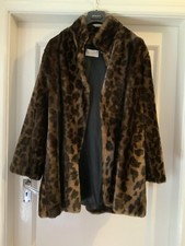 Vintage Minuet Faux Fur Coat. Leopard Print, Retro Coat Size 12