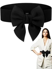 Geyoga Women Bow Belt Elastic Waist Belt Bowknot Stretchy Corset Dress Sash B...
