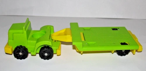 Fisher Price Little People Vintage Bright Green Truck & Flat Bed Trailer  (OT3)