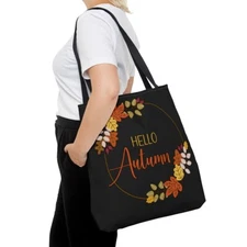 NEW Autumn Themed Floral Fall Canvas Tote Bag Boxed Corners