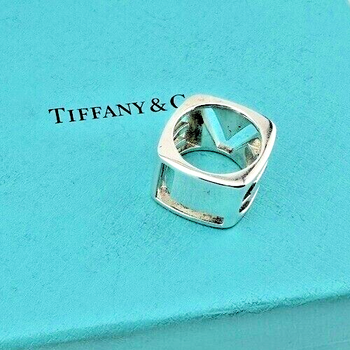 Tiffany & Co. Sterling Silver Size 6 Square Stencil LOVE Era Ring