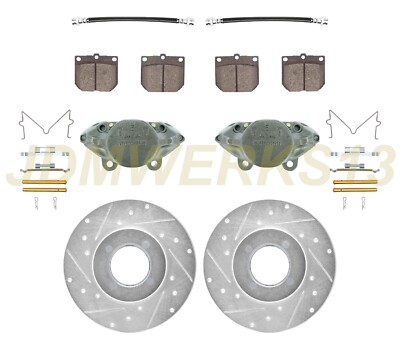 BRAKE REBUILD KIT Calipers DRILLED Rotors Pads Lines for NISSAN S30 DATSUN 240Z
