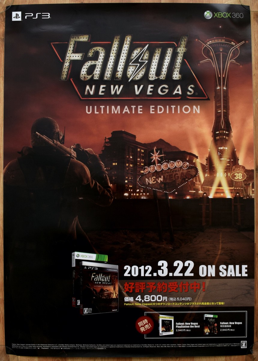 Fallout ポスター バラ売り専用 Fallout New Vegas RARE PS3 XBOX 360 51.5cm x 73cm Japanese