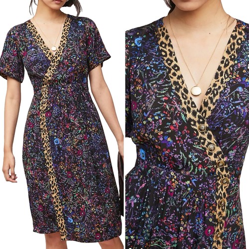 THML Anthropologie Embroidered Lined Faye Dress Printed Sleeveless Size  Medium | eBay