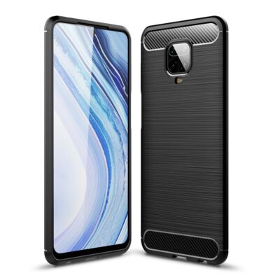 Handyhülle Schutz Case für Xiaomi Redmi Note 9S Cover Bumper Carbon Optik Grau