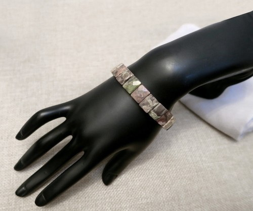 FOSSIL Marines Sediment Meeresschnecke Stretch Armband Rechteck flexibel dehnbar - Picture 5 of 6