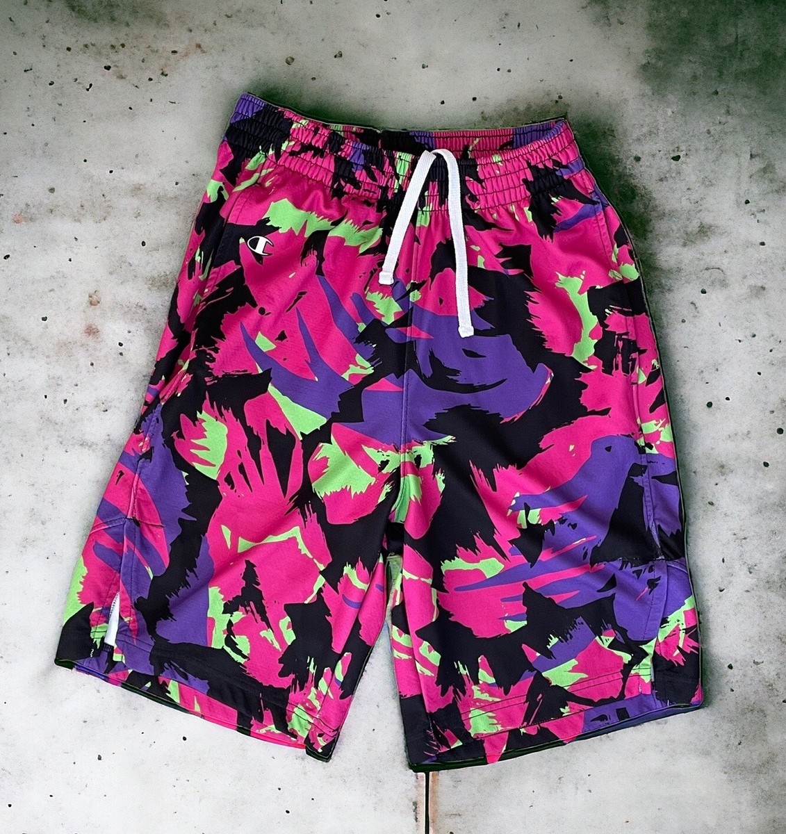 Champion Ultrafuse Fringe Athletic Basketball Shorts SUPER THICK Pink Black  sz S