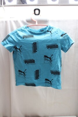 Puma 849712 Boys' Short Sleeve Casual Power AOP T-Shirt Mineral Blue Cotton 3T