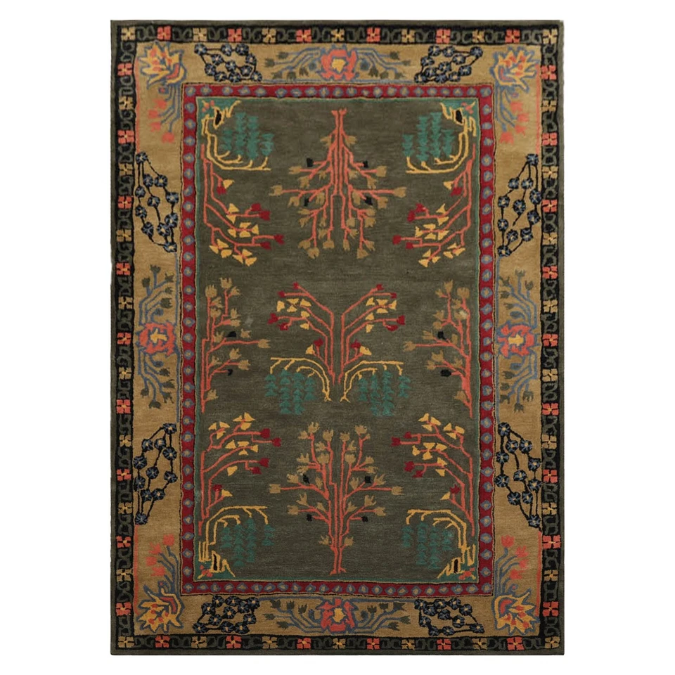 Arts & Crafts Donegal Branches Hand Tufted Multi Sizes Gray/Green Wool Area Rug - Image 3 of 4