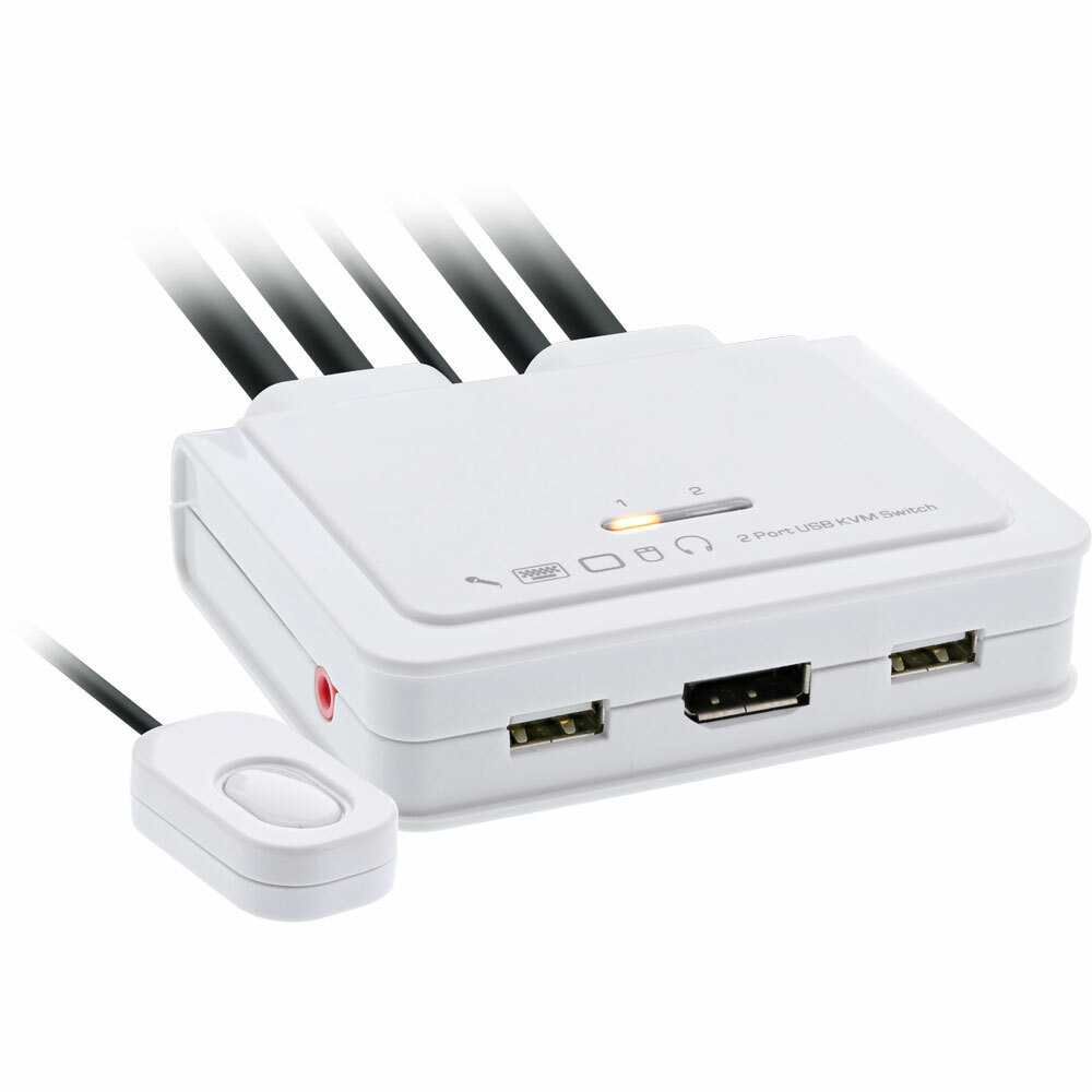 INL InLine® KVM Switch, 2 porte, USB, DisplayPort 1.2, 4K, Audio, all-in-one