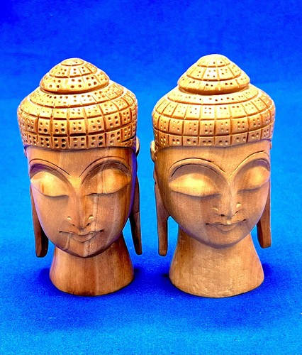 8 Piece Set Carved Wooden Asian Statues Figures Buddha Elephant Good Luck - Picture 8 of 17
