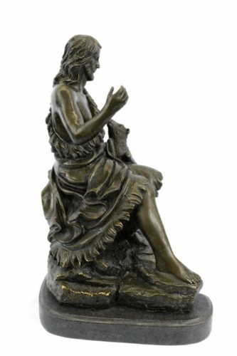 Estatua original firmada de bronce de Jesús con escultura de cordero trato cristiano católico - Imagen 3 de 9