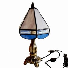 Hand Made Tiffany Style Stained Glass 12" Tall Lamp - New Without Box