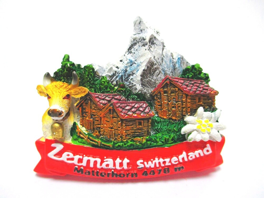 Zermatt Matterhorn magnet Edelweiss souvenir 7 cm Switzerland poly (1004)