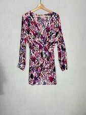 Zara, Women's Purple + Multicoloured Patterned Long Sleeve Dress, Size S - New