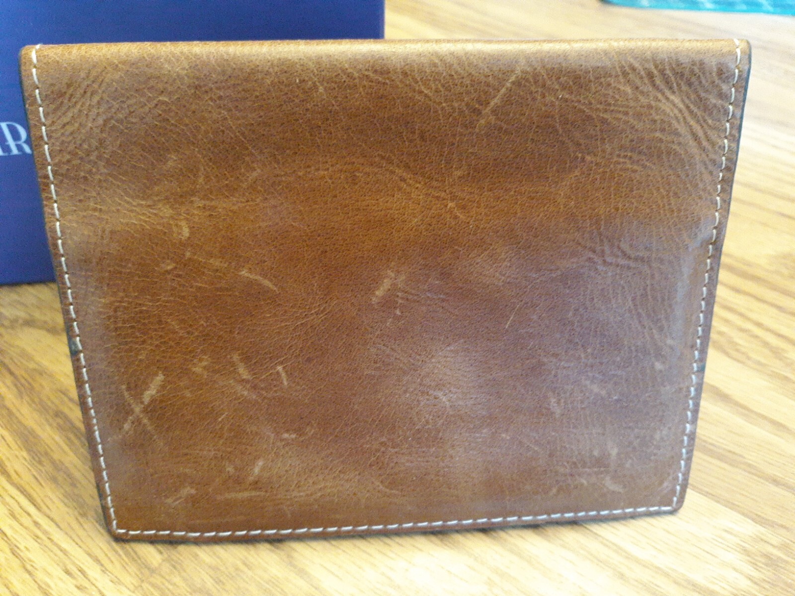 Vintage Slim TravelSmith Brown Leather Passport Wallet Holder 5 1/2