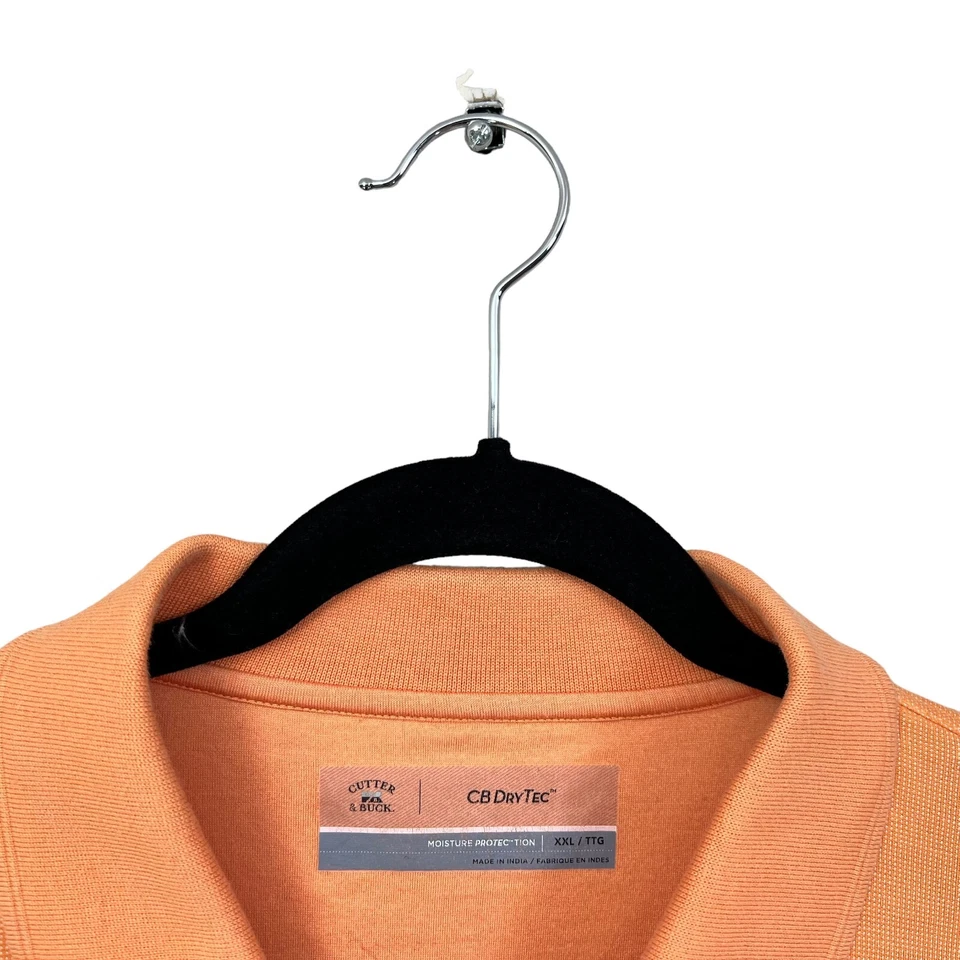 Cutter & Buck Mens Polo Shirt CB Dry Tec Short Sleeve Stitched Logo Orange XXL - Image 3 of 4