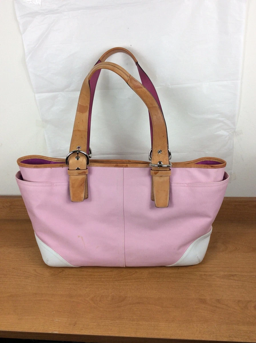 Coach pink and outlet white handbag
