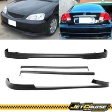 Fits 01-03 Honda Civic Sedan PP Front & Rear Bumper Lip Spoiler & Side Skirts