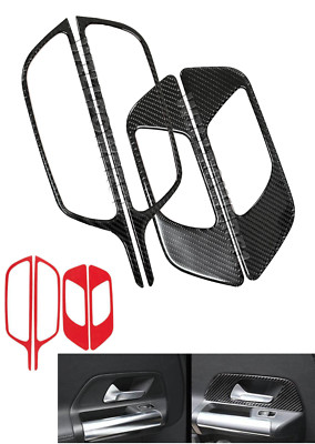 4PCS Real Carbon Fiber Inner Door Handle Frame Trim Fits 20-25 X247 GLB250 GLB35