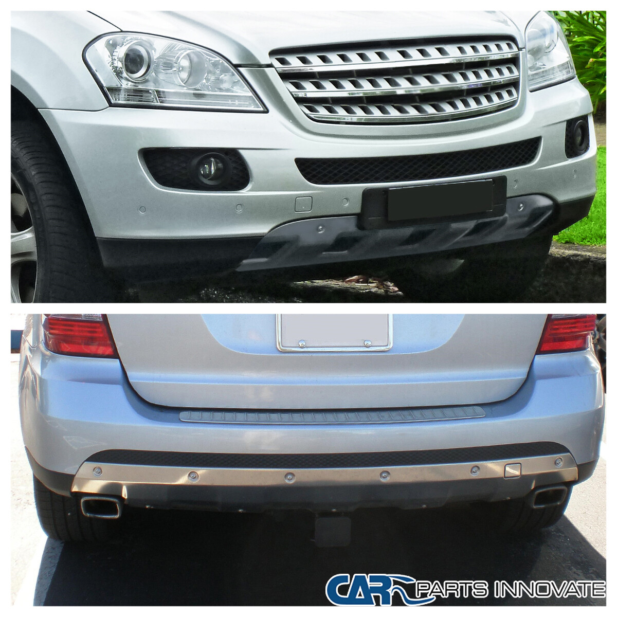 Fits 0608 Mercedes Benz W164 ML350 Chrome Front+Rear Lower Bumper Skid