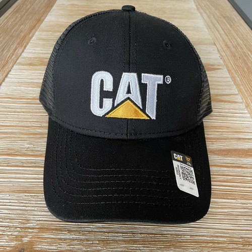 NEW - Caterpillar Cat Equipment Twill / Mesh Hat Cap - Snapback Black Mesh - Picture 2 of 4