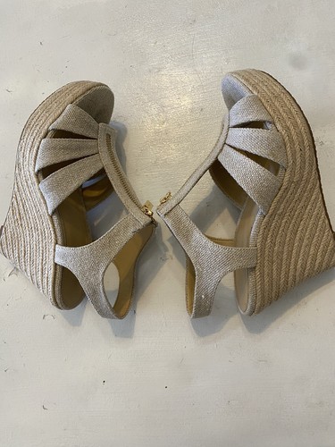 Women’s Michael Kors Platform Wedge Open Toe Cream Size 7.5 M - Picture 11 of 12
